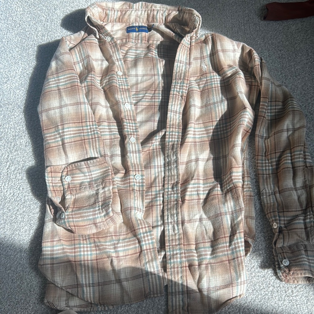Ralph lauren blue label tan and cream flannel